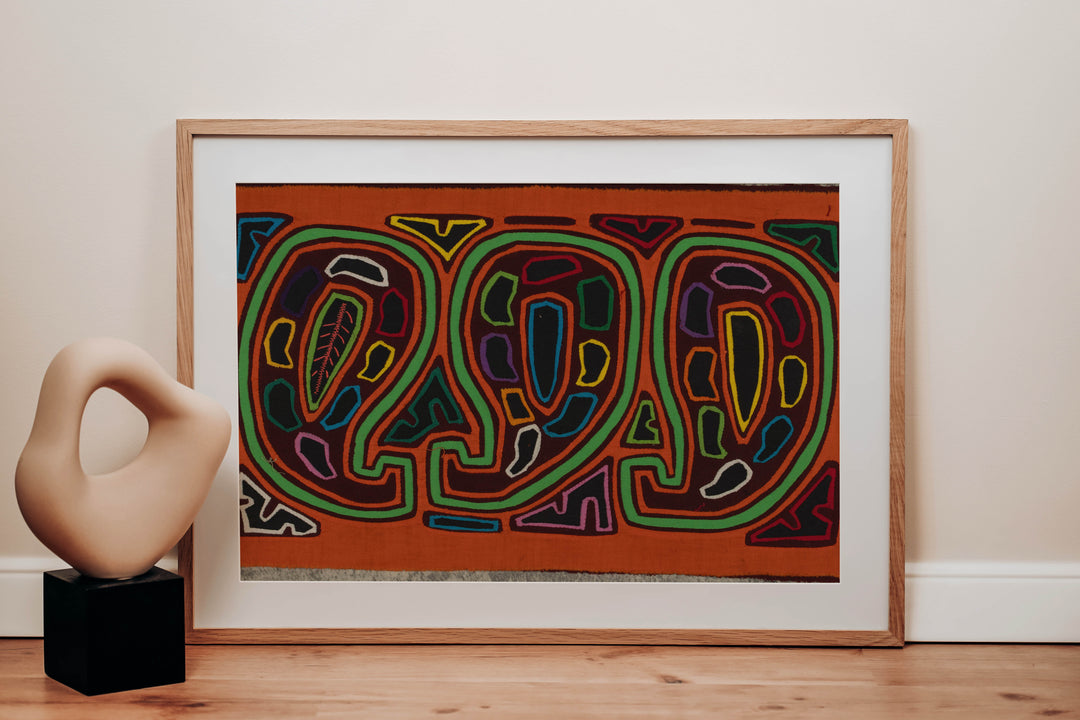 Traditional Orange And Green Gourd Mola