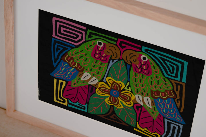 Tropical Parrots Facing Each Other Mola