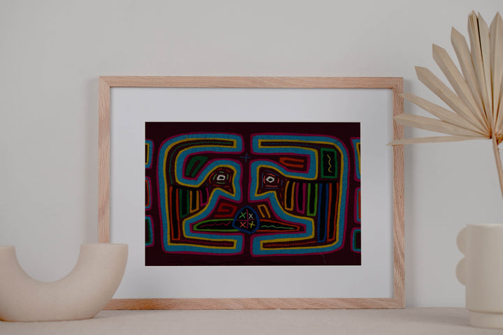 Maroon And Turquoise Optical Illusion Mola