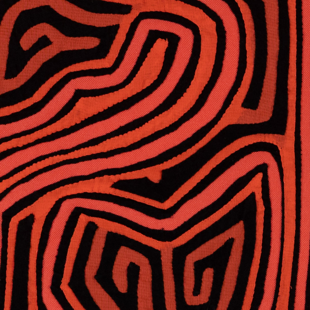 Classic Orange And Black Traditional Design Mola