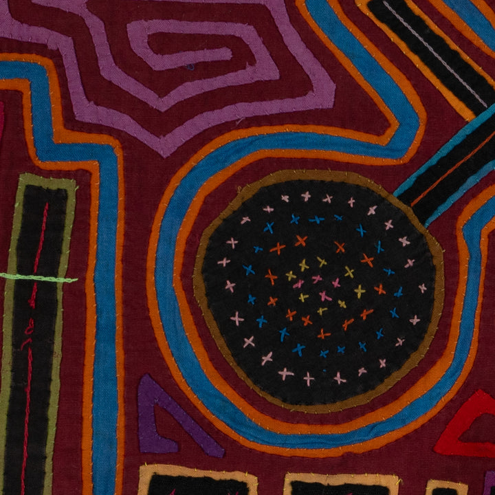 Traditional Burgundy Maracas And Flute Mola