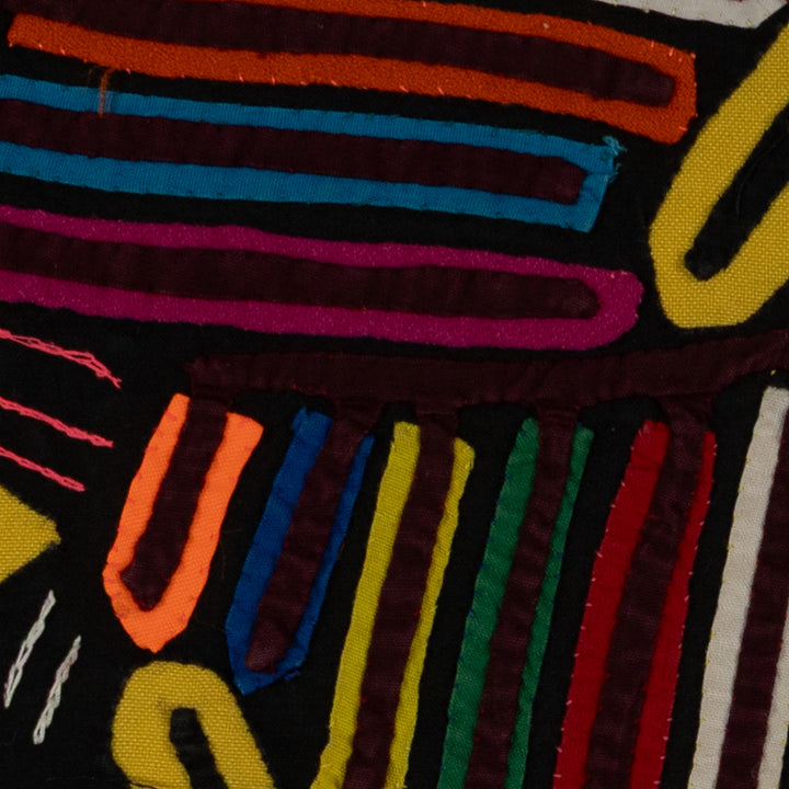 Traditional Rainbow Color Bird In Flight Mola