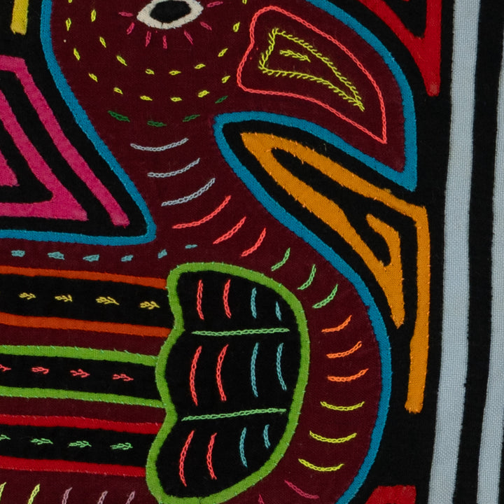 Traditional Black Blue And Red Barnyard Leader Mola