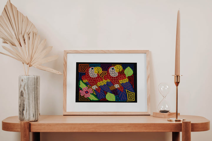 Fantasy Red Blue And Yellow Two Parrot Mola