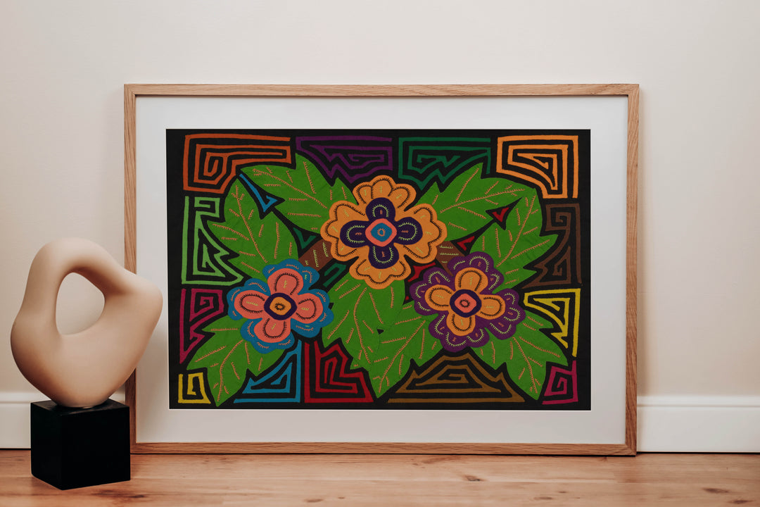 Colorful Blossoms and Leafy Background Mola