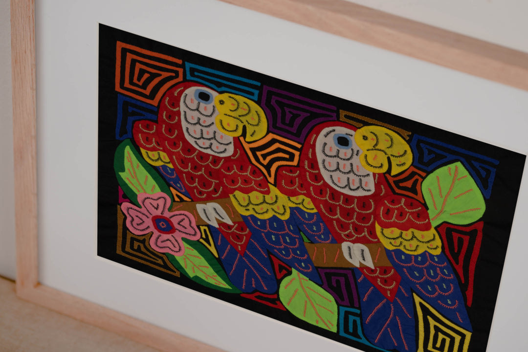 Fantasy Red Blue And Yellow Two Parrot Mola