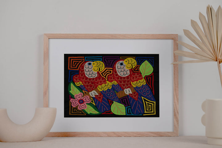 Fantasy Red Blue And Yellow Two Parrot Mola