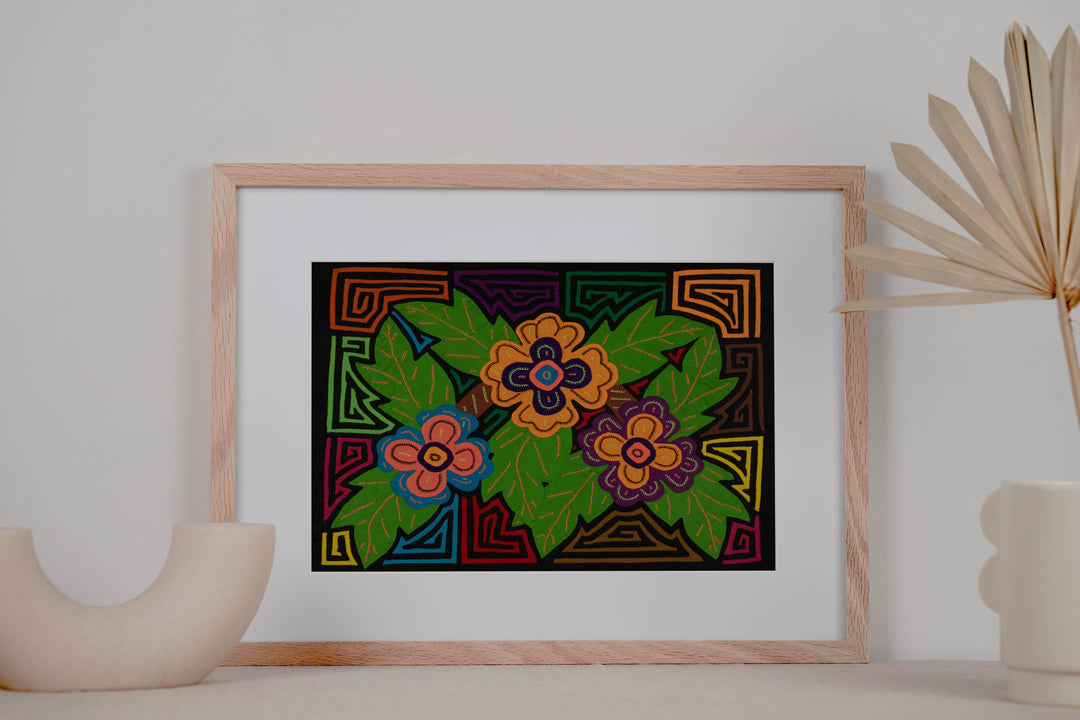 Colorful Blossoms and Leafy Background Mola