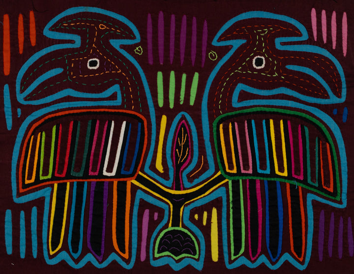 Classic Maroon And Turquoise Jungle Bird Mola