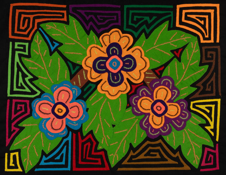 Colorful Blossoms and Leafy Background Mola