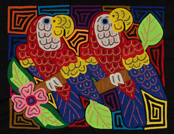 Fantasy Red Blue And Yellow Two Parrot Mola
