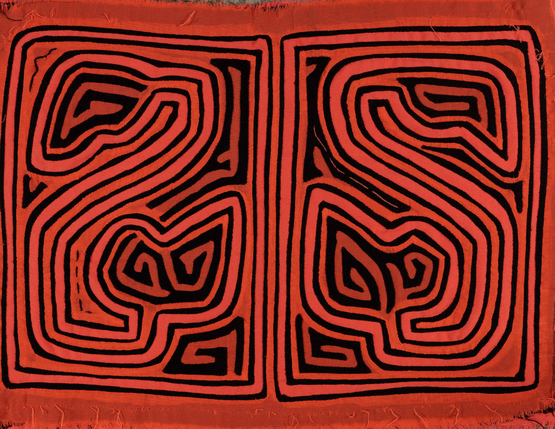 Classic Black And Orange Traditional Design Mola