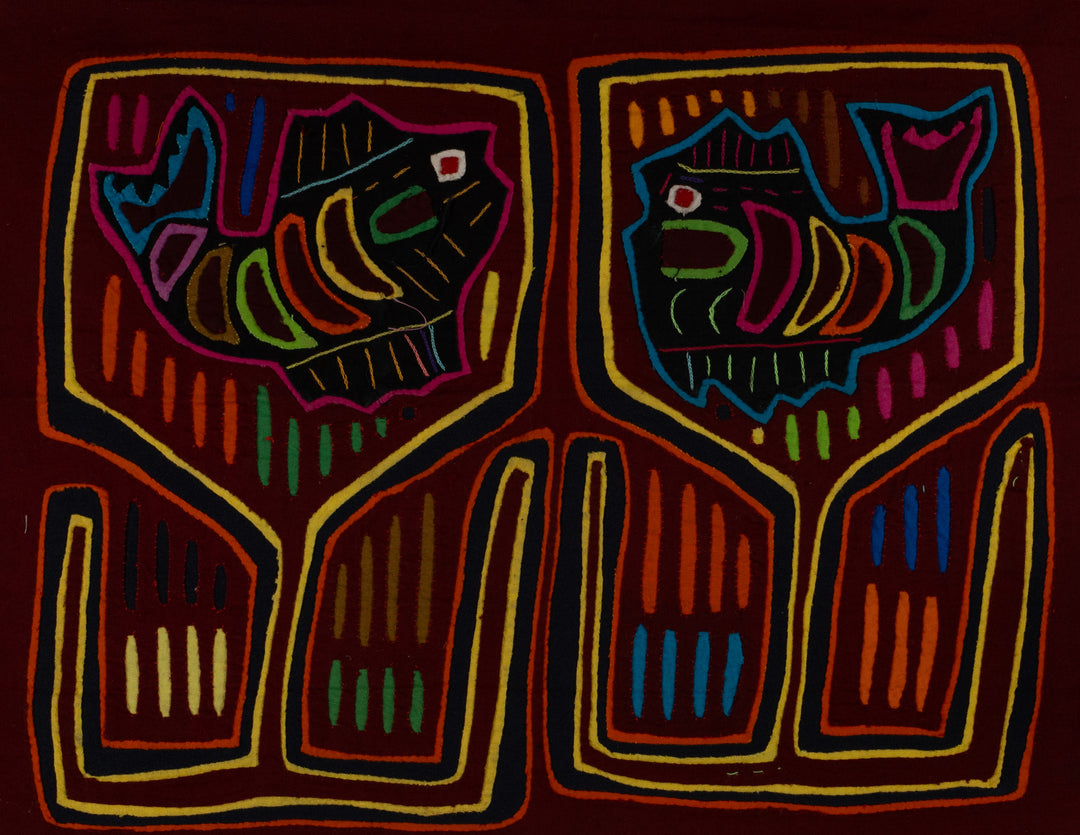 Traditional Maroon Orange And Yellow Fish Mola