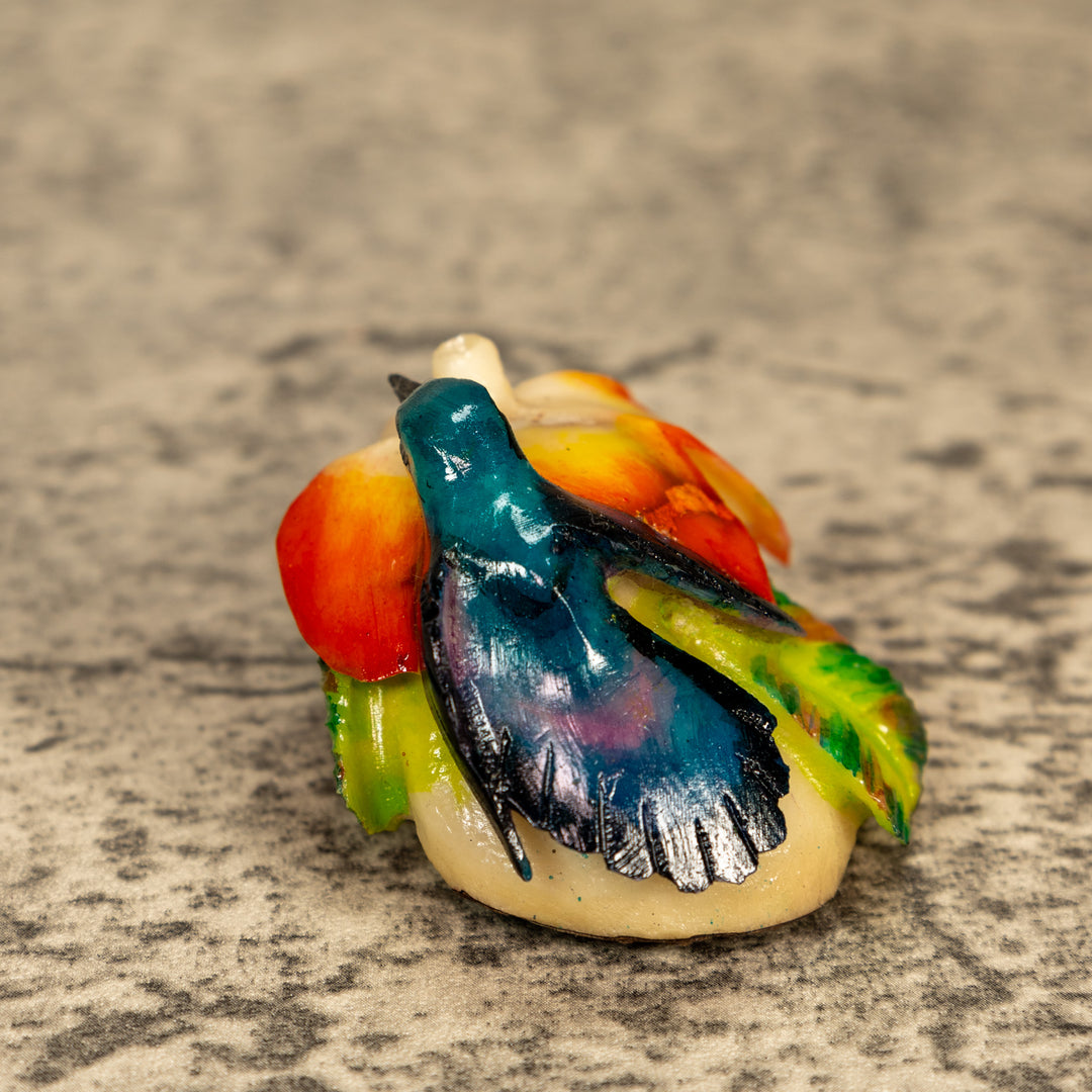 Hummingbird With Flower Tagua Nut Carving