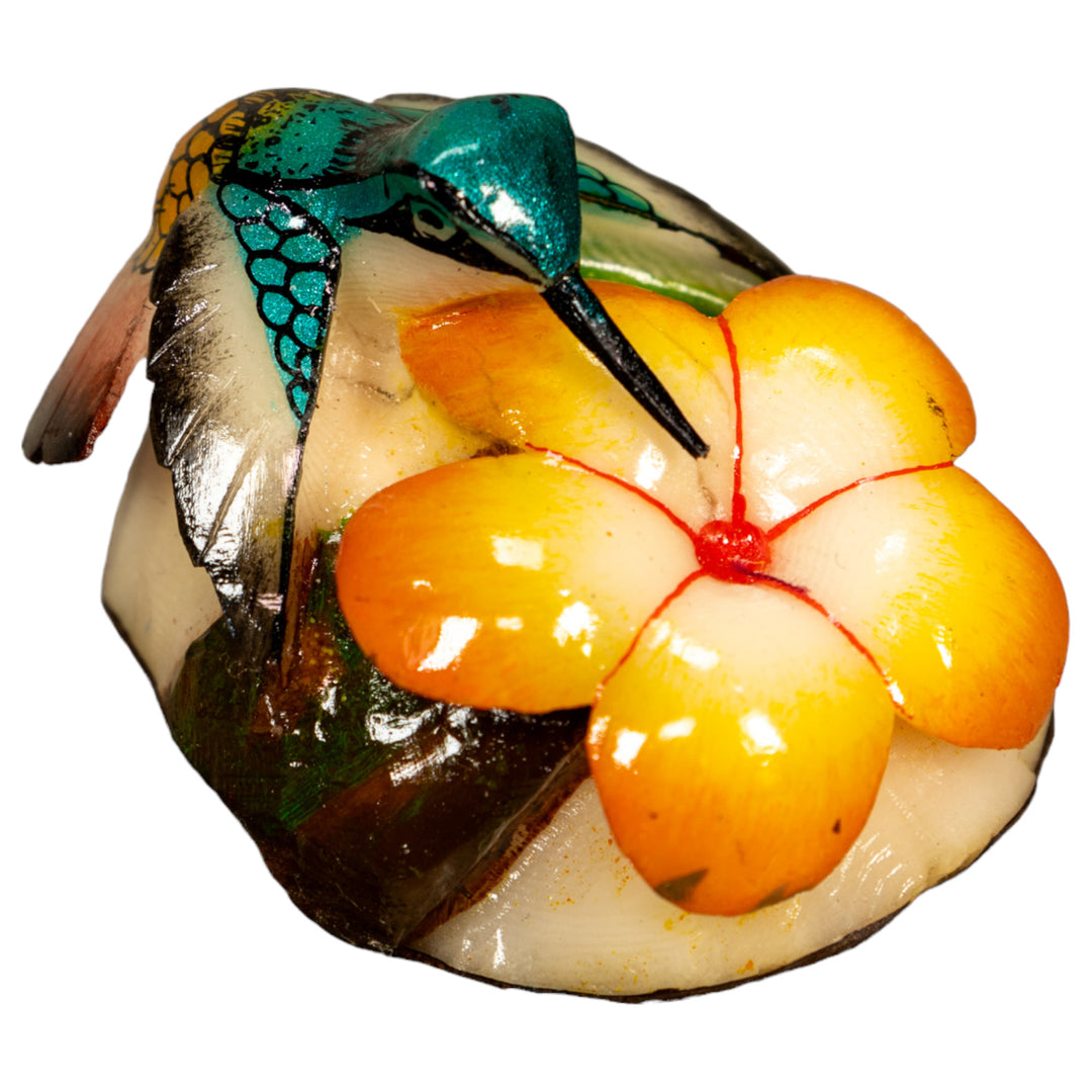 Hummingbird With Flower Tagua Nut Carving