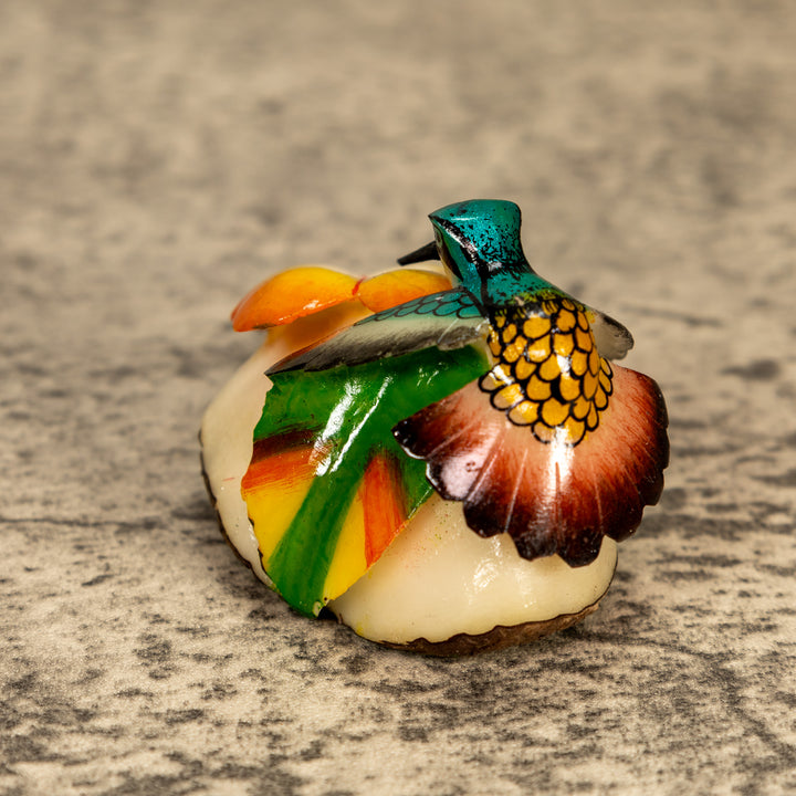 Hummingbird With Flower Tagua Nut Carving