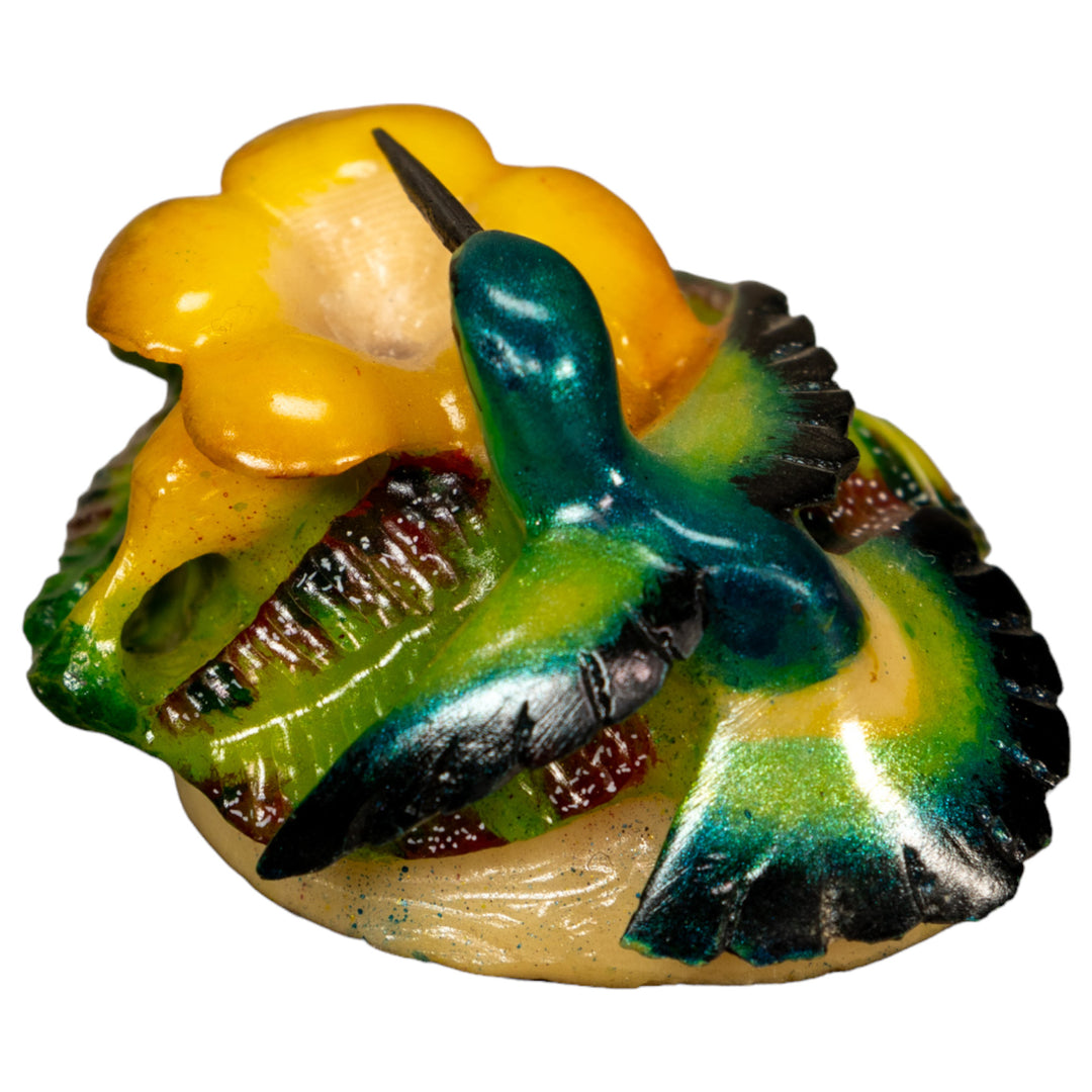 Hummingbird With Flower Tagua Nut Carving