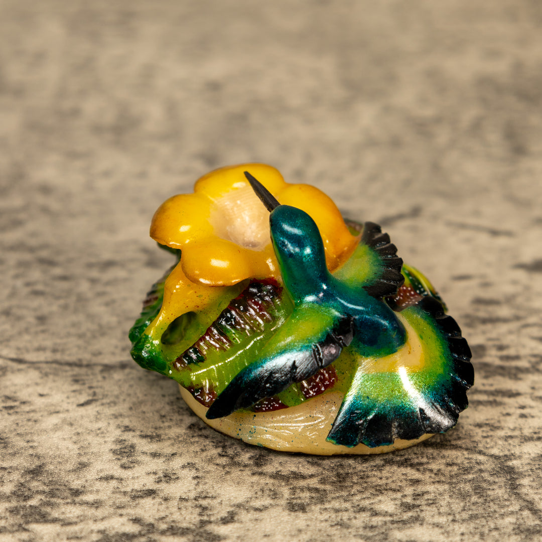 Hummingbird With Flower Tagua Nut Carving