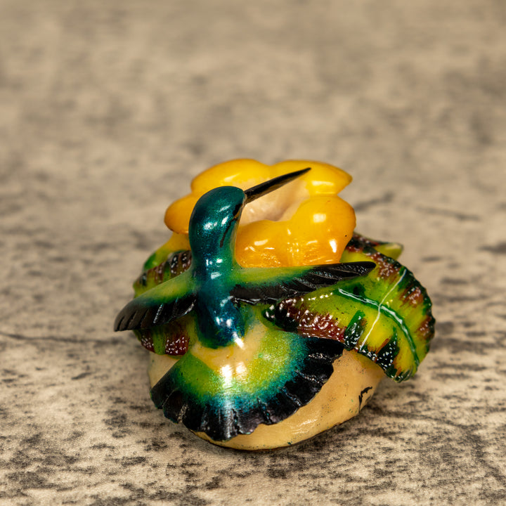 Hummingbird With Flower Tagua Nut Carving