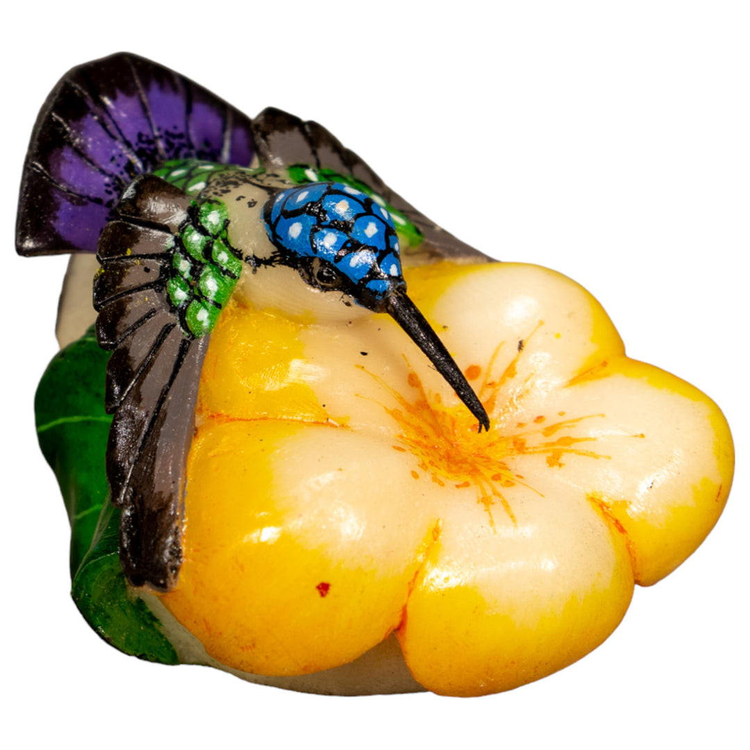 Hummingbird With Flower Tagua Nut Carving