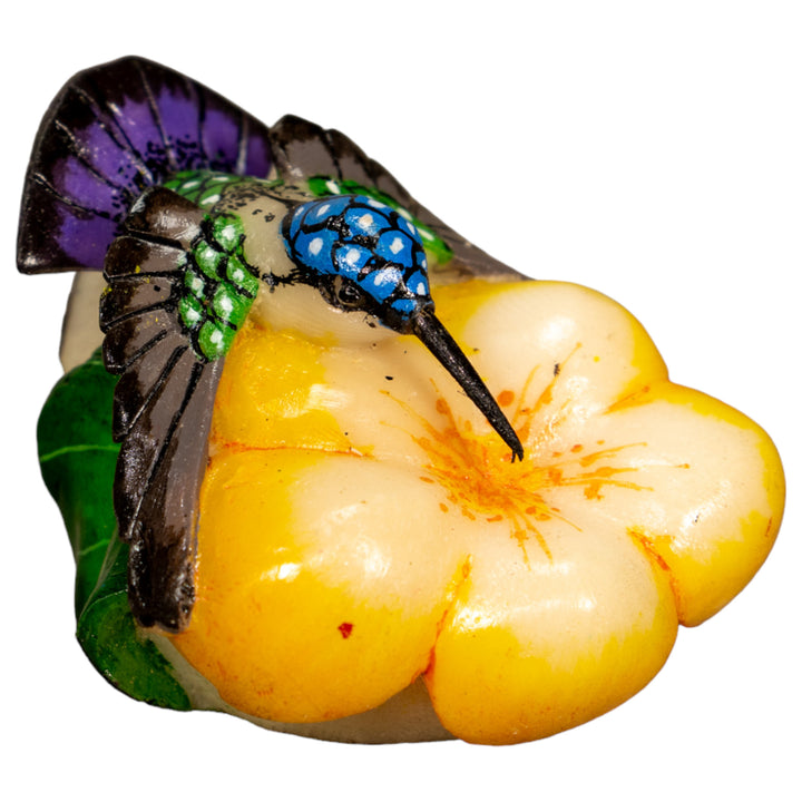 Hummingbird With Flower Tagua Nut Carving