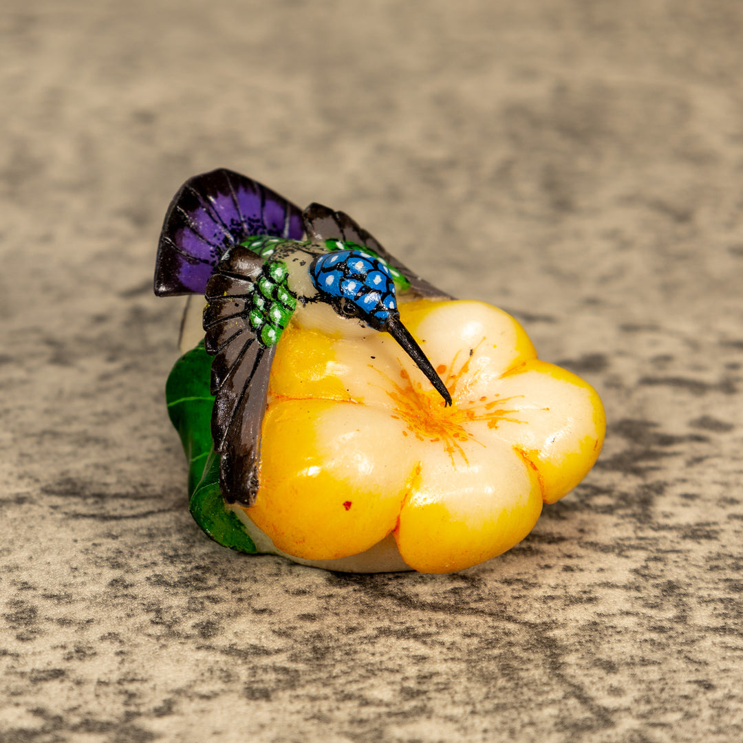 Hummingbird With Flower Tagua Nut Carving