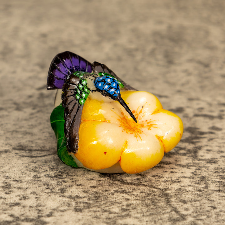 Hummingbird With Flower Tagua Nut Carving