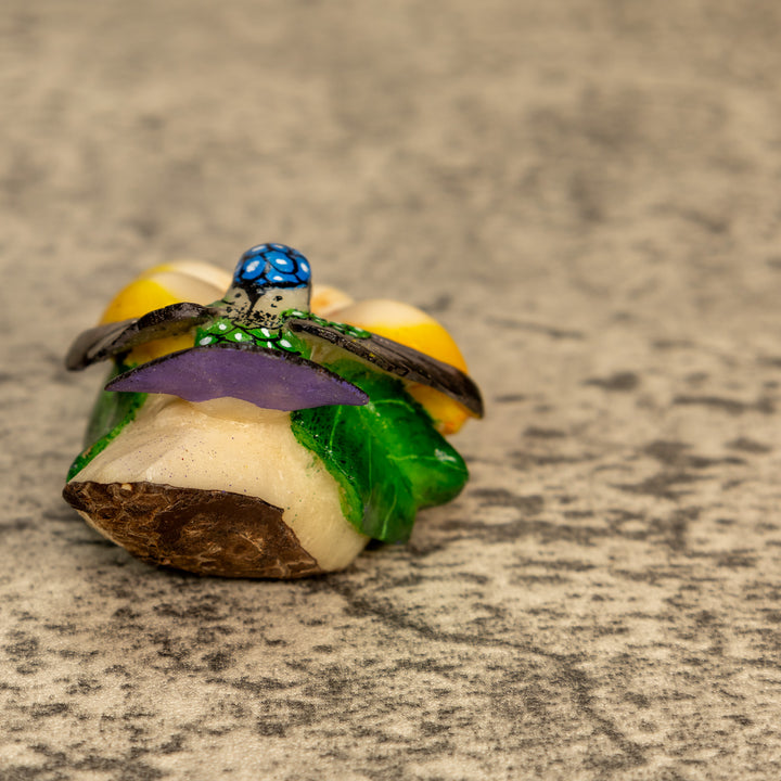 Hummingbird With Flower Tagua Nut Carving