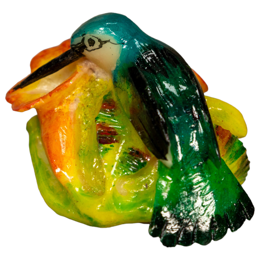 Hummingbird With Flower Tagua Nut Carving