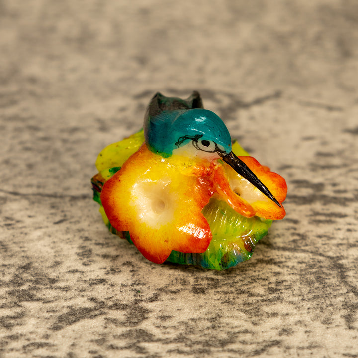 Hummingbird With Flower Tagua Nut Carving
