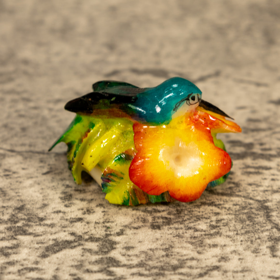 Hummingbird With Flower Tagua Nut Carving