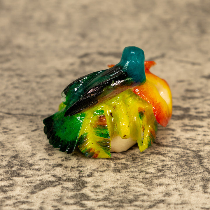 Hummingbird With Flower Tagua Nut Carving