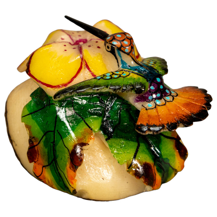 Hummingbird With Flower Tagua Nut Carving