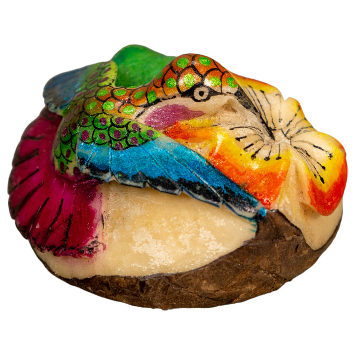 Hummingbird With Flower Tagua Nut Carving