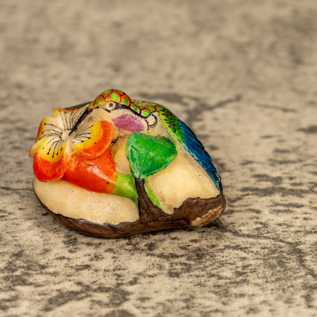 Hummingbird With Flower Tagua Nut Carving