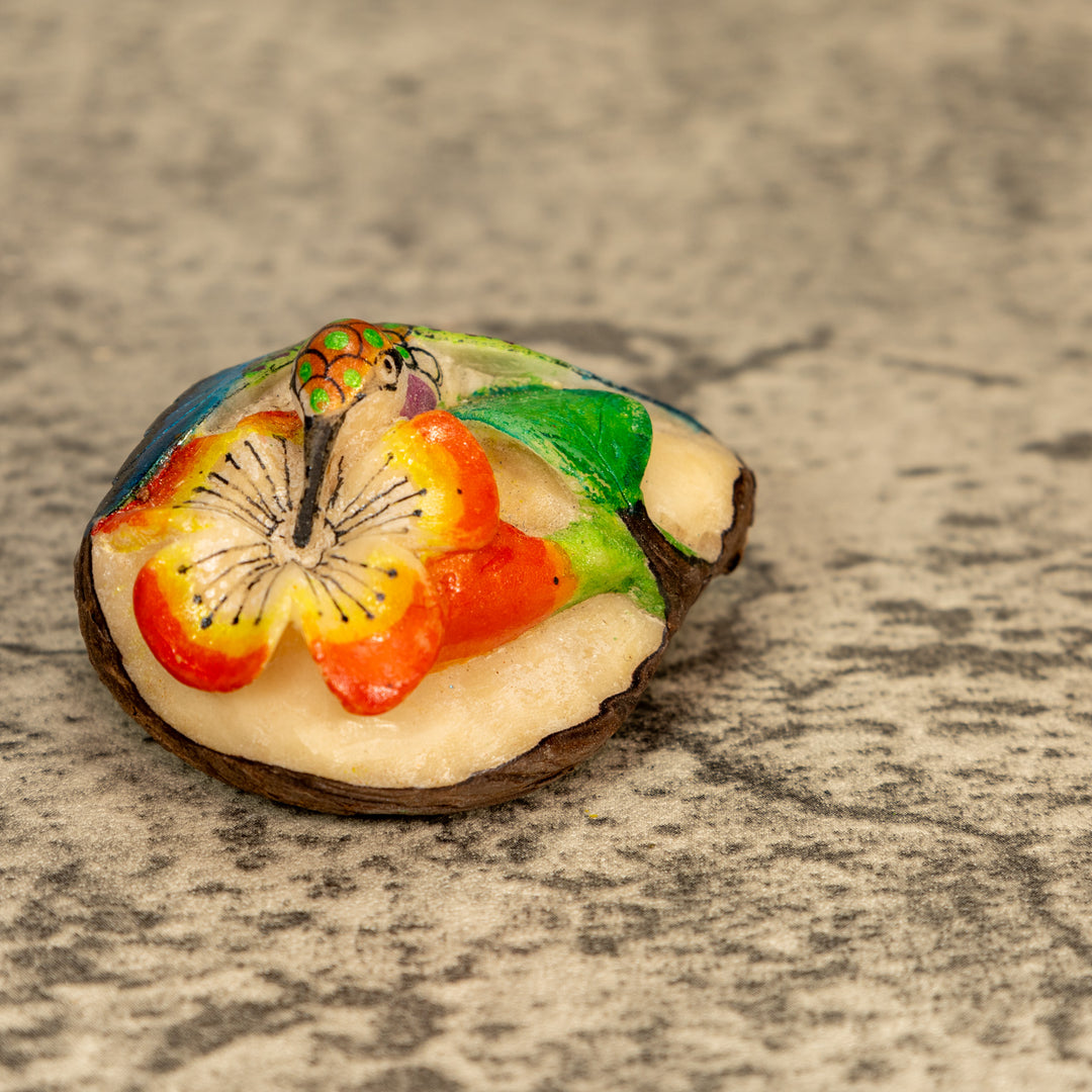 Hummingbird With Flower Tagua Nut Carving