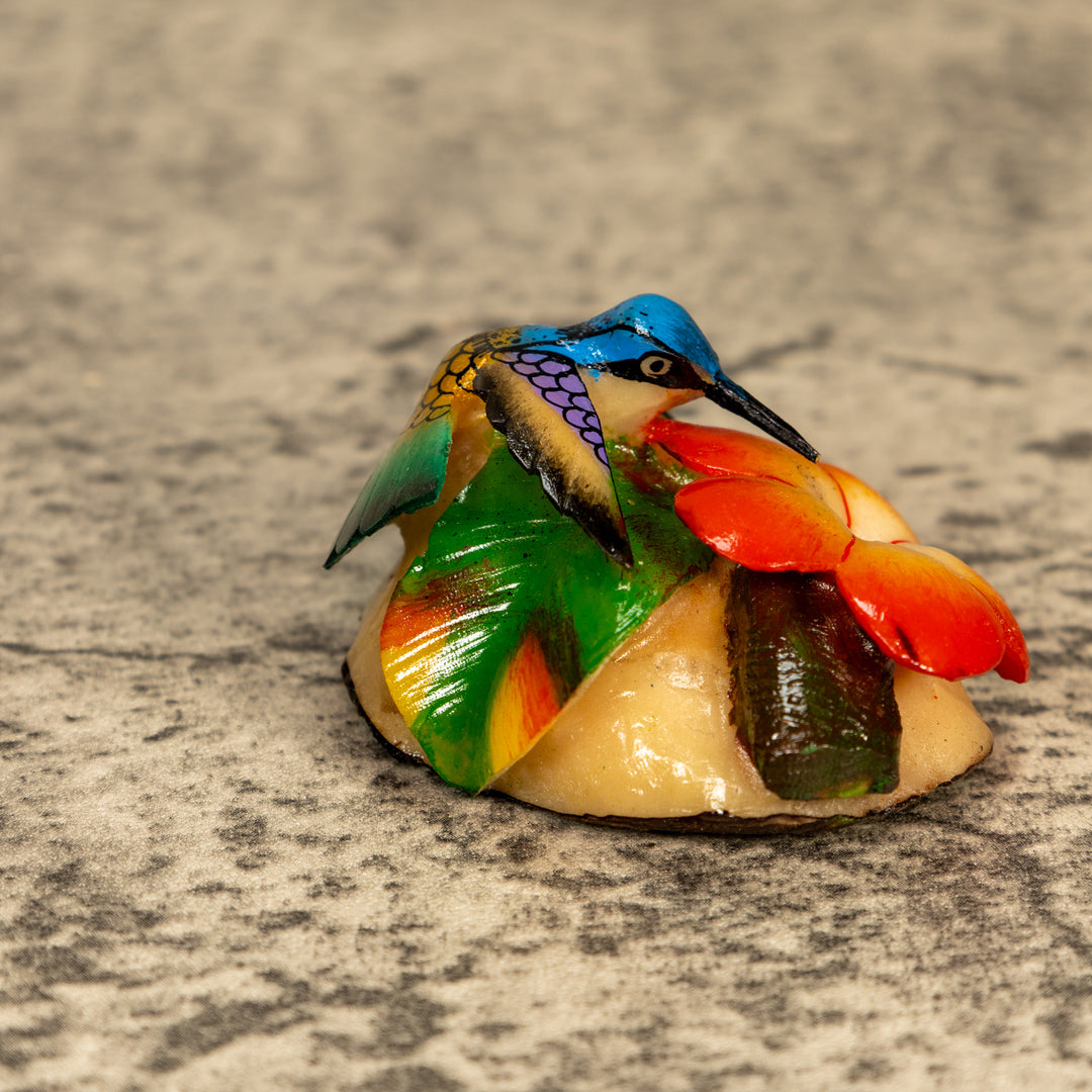 Hummingbird With Flower Tagua Nut Carving