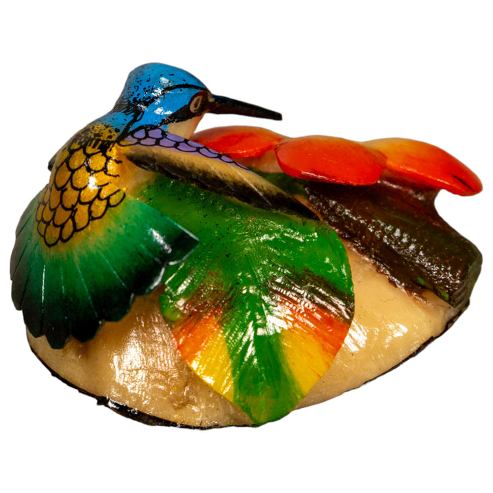 Hummingbird With Flower Tagua Nut Carving