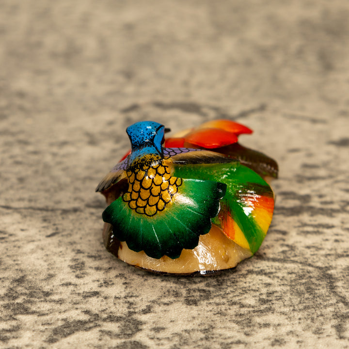 Hummingbird With Flower Tagua Nut Carving