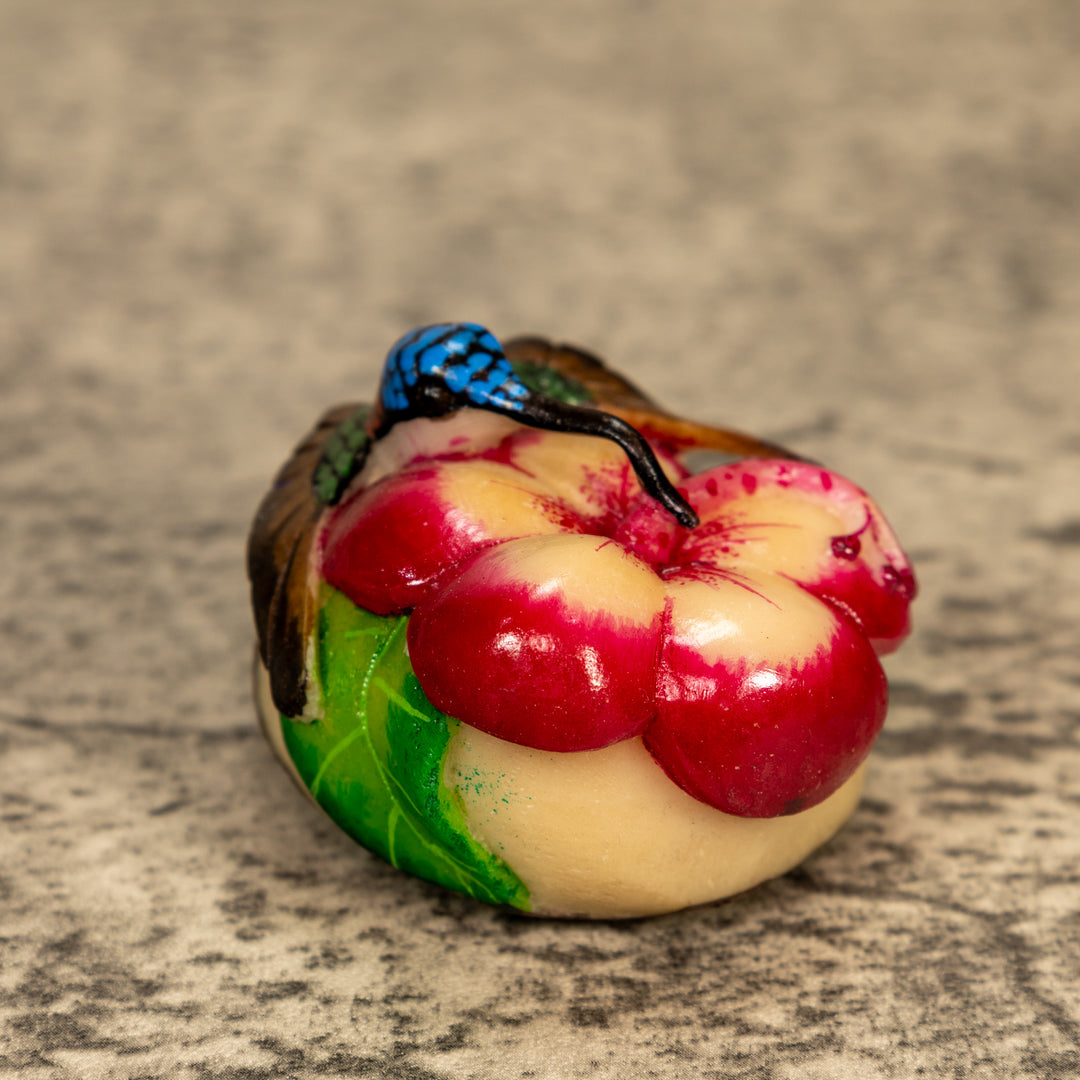 Hummingbird With Flower Tagua Nut Carving