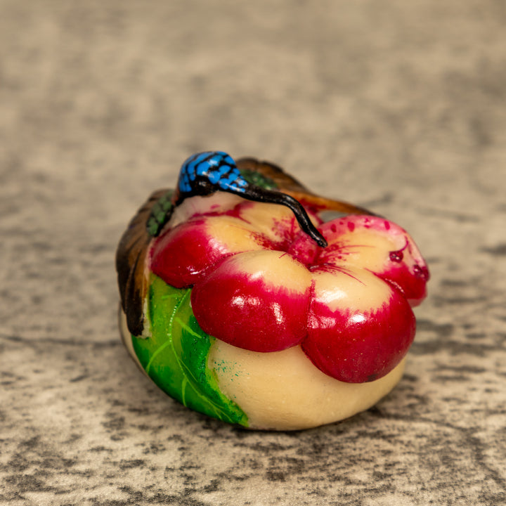 Hummingbird With Flower Tagua Nut Carving