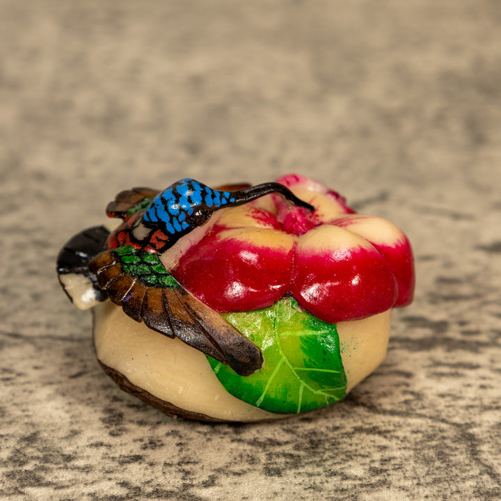 Hummingbird With Flower Tagua Nut Carving