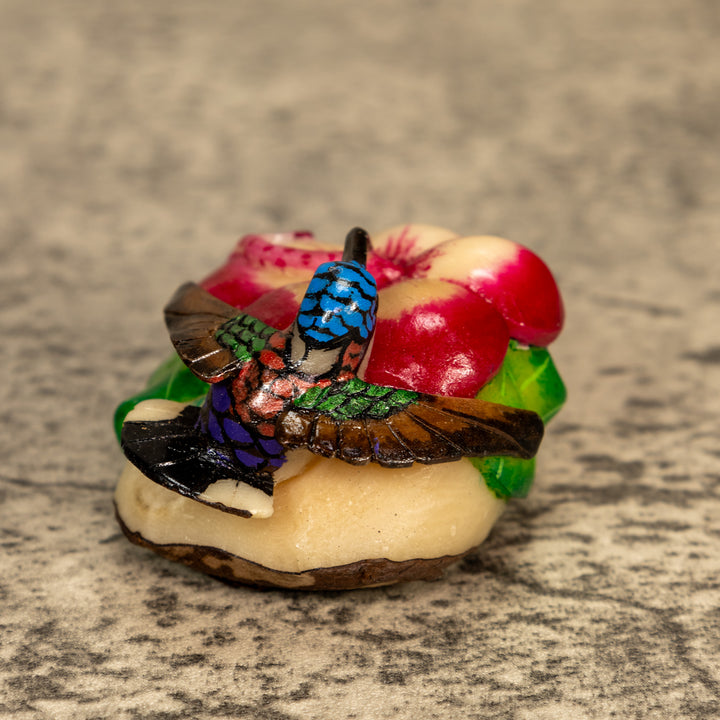 Hummingbird With Flower Tagua Nut Carving