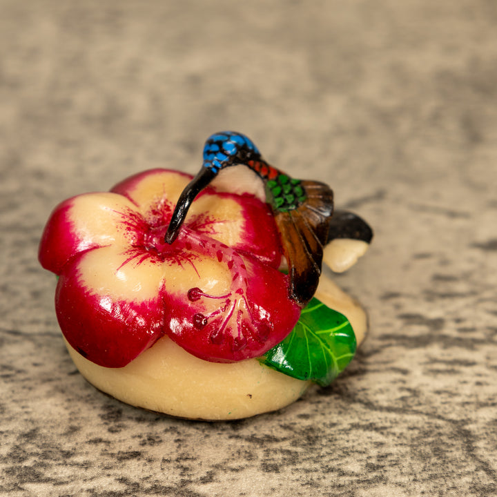 Hummingbird With Flower Tagua Nut Carving