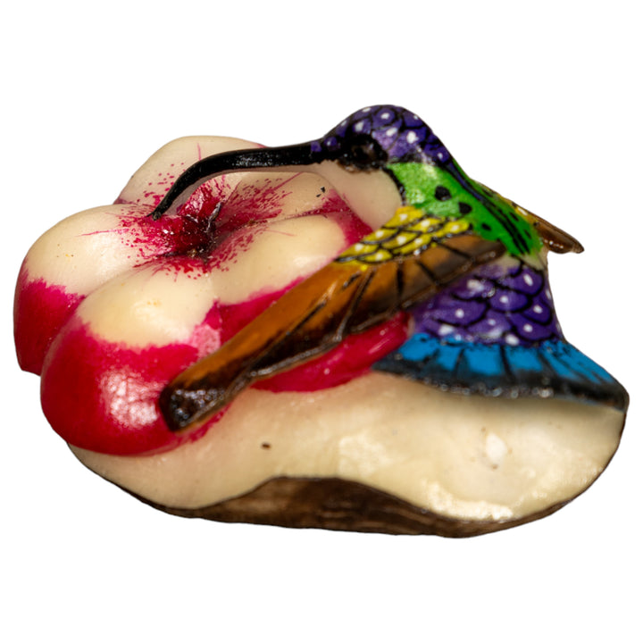 Hummingbird With Flower Tagua Nut Carving