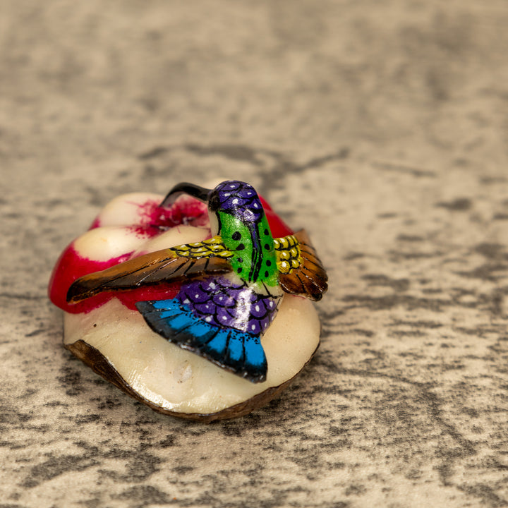 Hummingbird With Flower Tagua Nut Carving