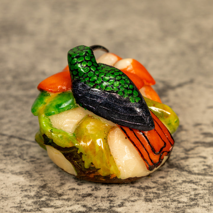 Hummingbird With Flower Tagua Nut Carving