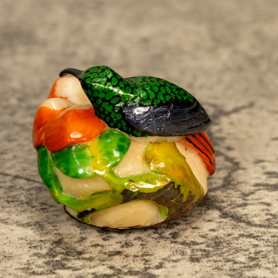 Hummingbird With Flower Tagua Nut Carving