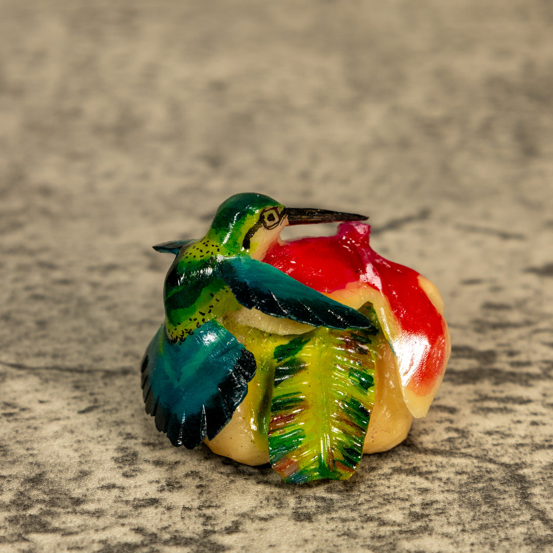 Hummingbird With Flower Tagua Nut Carving