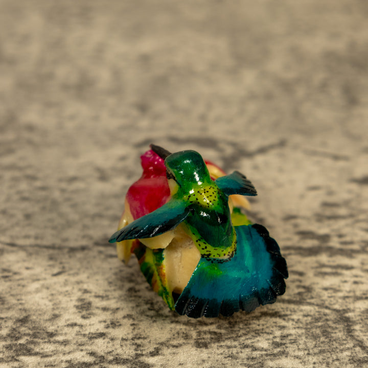 Hummingbird With Flower Tagua Nut Carving
